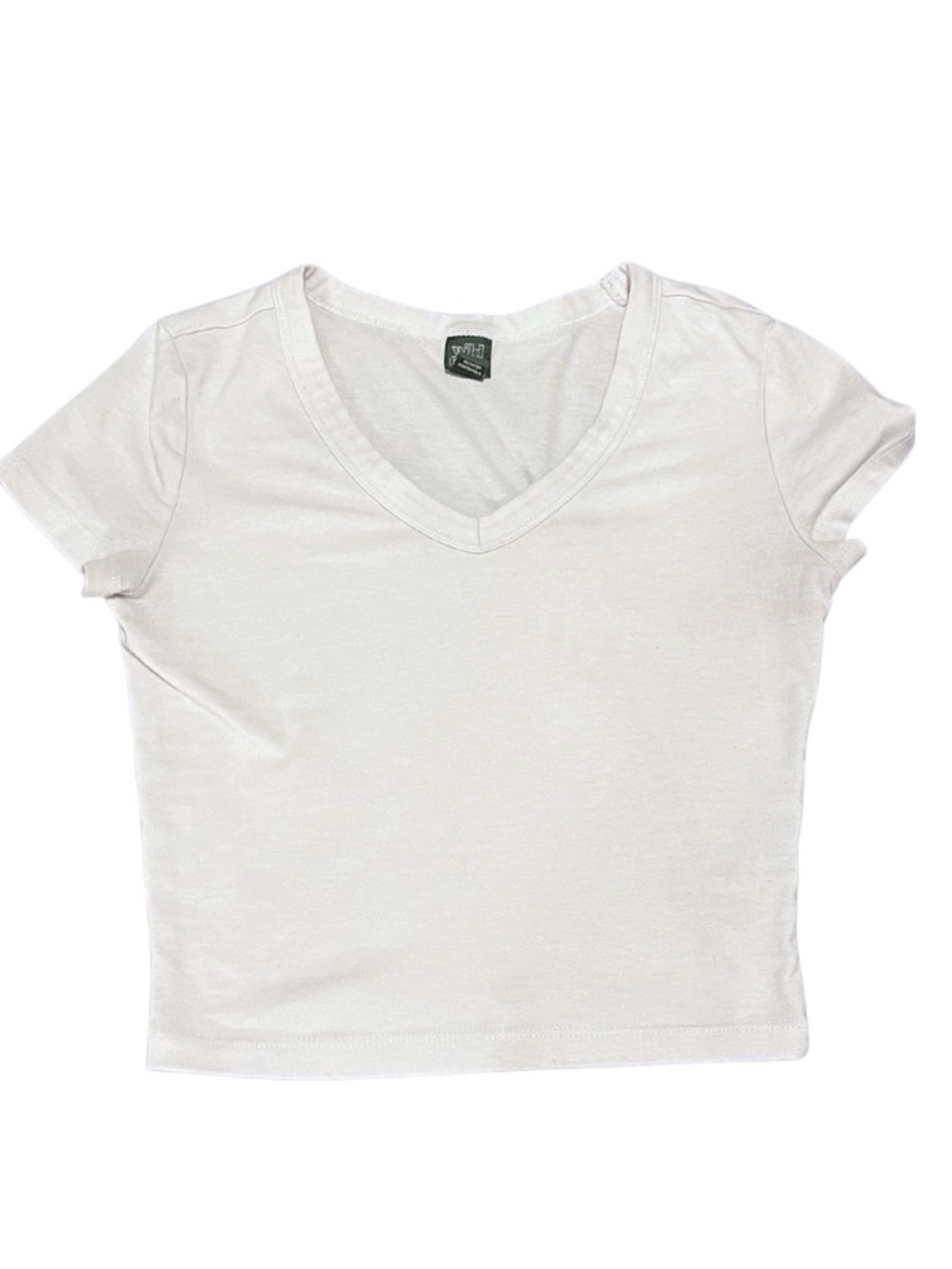Wild Fable Cropped Basic White V-Neck T-Shirt